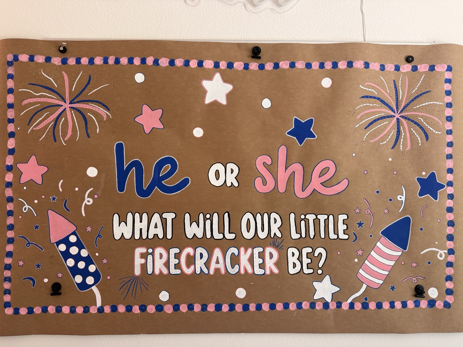 Firecracker gender reveal banner