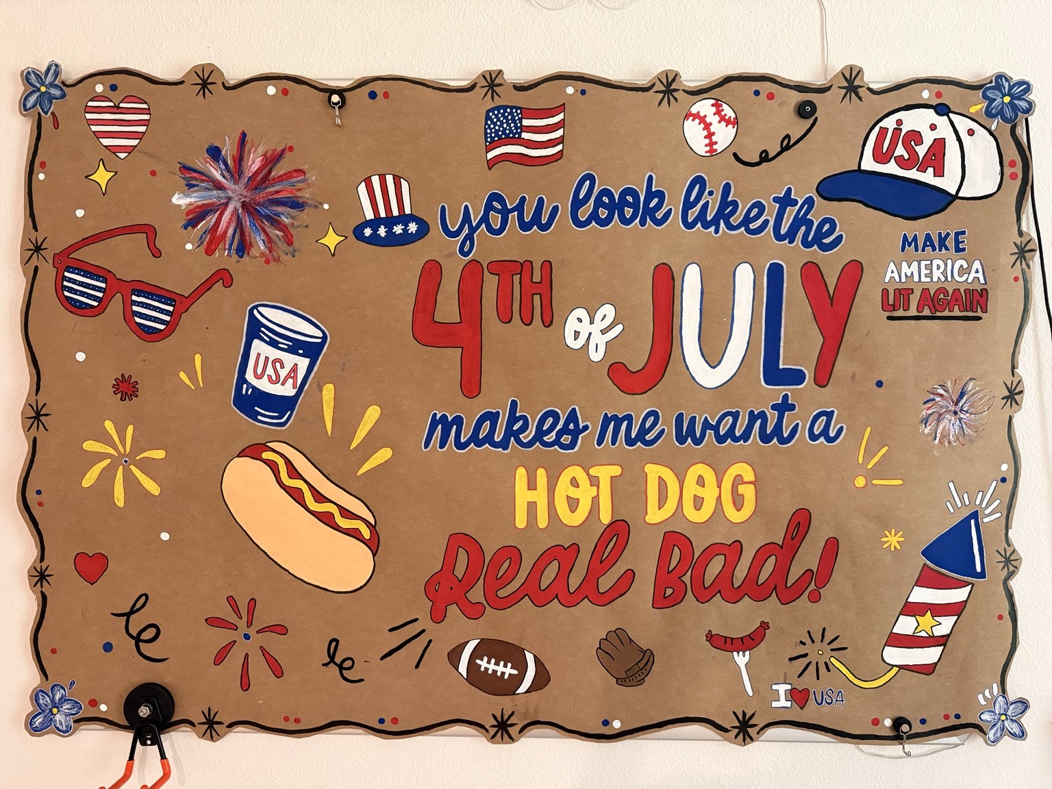 Hand-painted Fourth of July banner