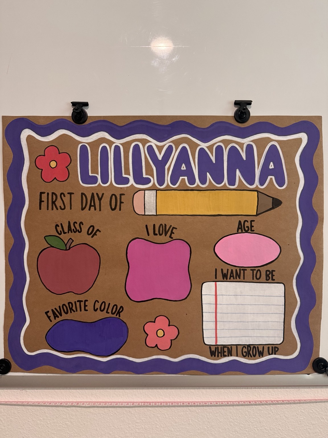 First day of school hand-painted sign